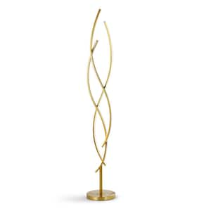 Swave 63 in. Brushed Brass LED Floor Lamp