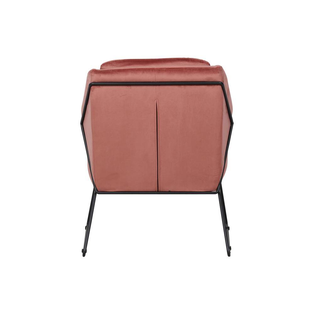 Royal Rose Velvet and Black Metal Accent Chair