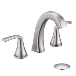 8 in. Widespread Double-Handle Bathroom Faucet with Pop-Up Drain in Brushed Nickel