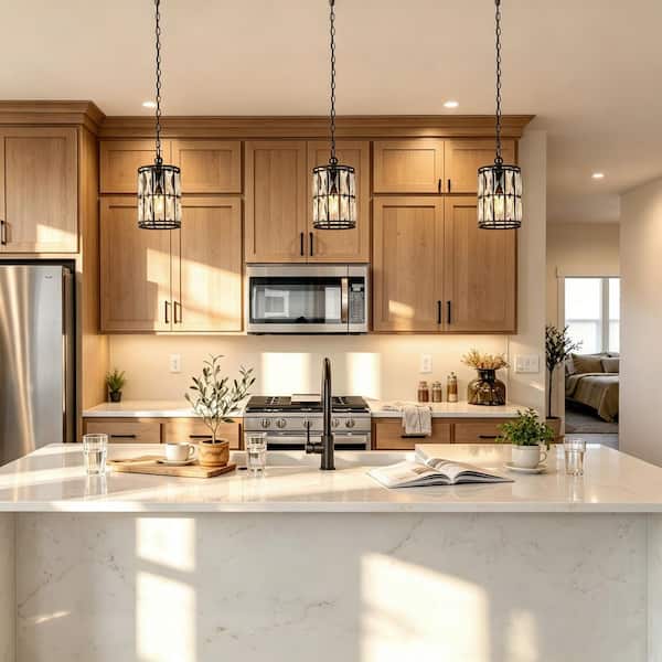 Cristallo Black Modern Coastal Mini Drum Pendant Light 1-Light Transitional Crystal Pendant Ceiling Light
