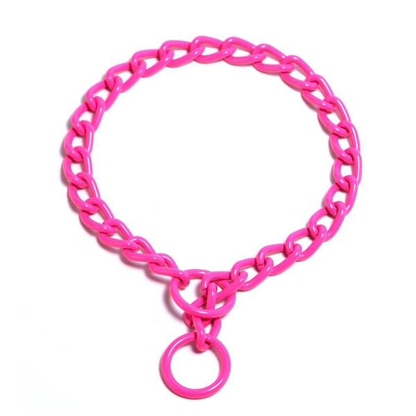 Platinum Pets 24 in. x 4 mm Coated Steel Chain Training Collar in Pink