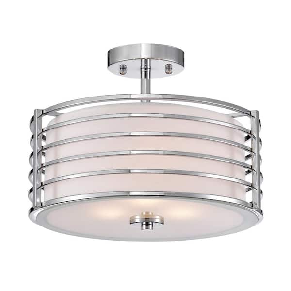 Warehouse of Tiffany Edwin 14 in. 3-Light Indoor Chrome Chandelier with Light Kit