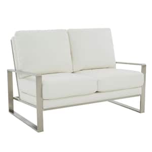 Jefferson 53.1 in. White Faux Leather 2-Seater Loveseat
