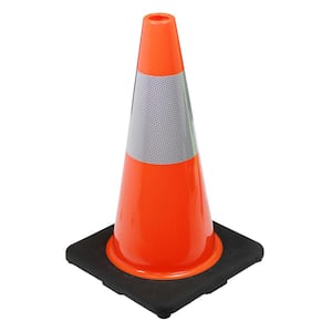 18 in. Orange Reflective PVC Injection Molded Safety Cone with Durable Base