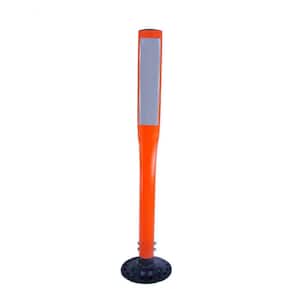 36 in. Orange Flat Delineator Post with 3 in. x 12 in. High-Intensity White Strip and Base