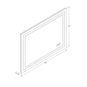 40 in. W x 32 in. H Frameless Rectangular Anti-Fog LED Light Bathroom Vanity Mirror