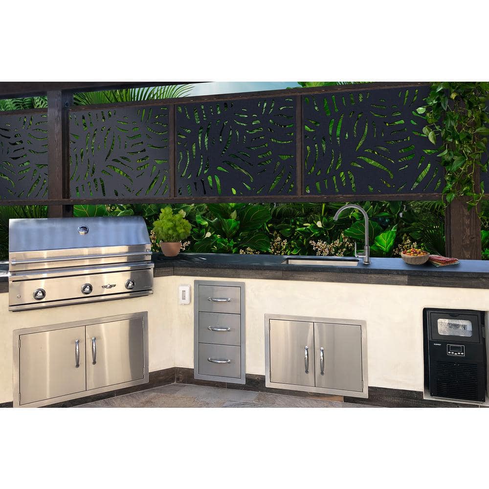 Black Hardwood Composite Decorative Privacy Screen Panel