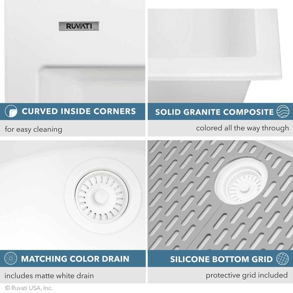 Arctic White Granite Composite Single Bowl Kitchen Sink
