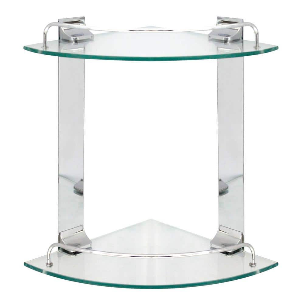 9.5 in. x 9.5 in. x 13.5 in. Double Glass Corner Shelf with Pre-Installed Rails in Polished Chrome price history on PriceWatchPro
