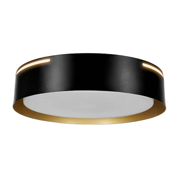 LEDVANCE Sylvania 13 in. 1-Light Black and Gold Selectable LED Flush Mount Integrated LED Ceiling Light