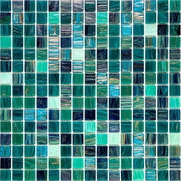 Apollo Tile Mingles 12 in. x 12 in. Glossy Green Glass Mosaic Wall and Floor Tile (20 sq. ft./case) (20-pack)
