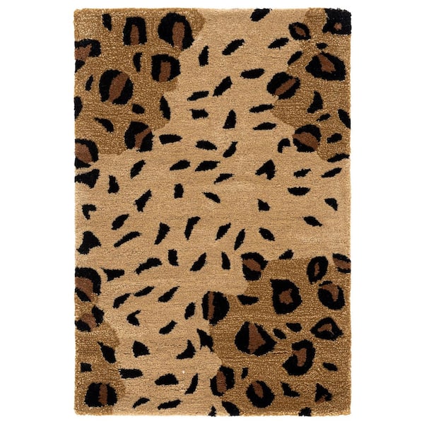 Soho 2 ft. x 3 ft. Gold/Black Spotted Animal Print Area Rug