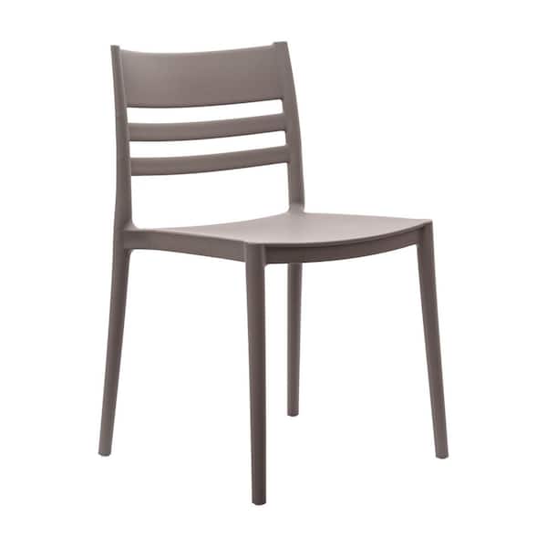 Bridgeport Gray with Slatted Backrest Plastic Indoor-Outdoor Stacking Patio Chairs in Gray