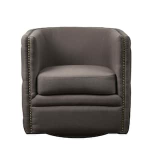 Wilmette Grey 29.5 in. W x 31.5 in. D x 28.5 in. H Tufted Barrel Swivel Chair