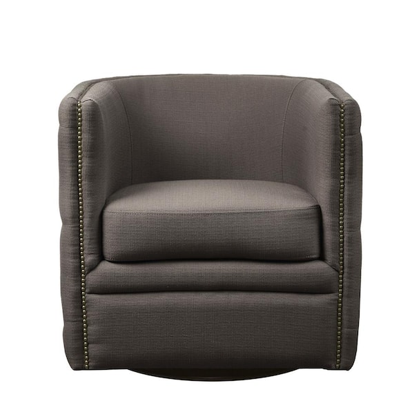 Madison Park Wilmette Grey 29.5 in. W x 31.5 in. D x 28.5 in. H Tufted Barrel Swivel Chair