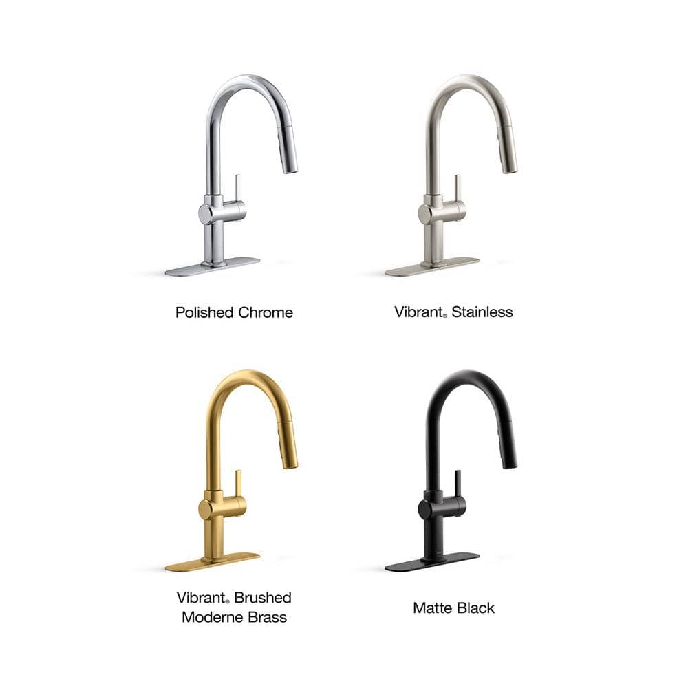 Matte Black Single Handle Pull-Down Kitchen Faucet with Soap Dispenser