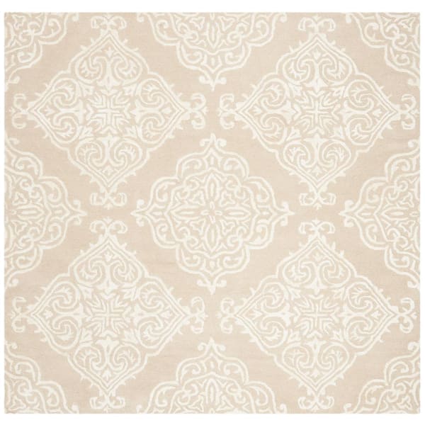 SAFAVIEH Glamour Beige/Ivory 6 ft. x 6 ft. Square Floral Area Rug