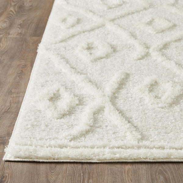 Vemoa Avonako Cream 9 ft. 10 in. x 12 ft. 10 in. Geometric Polyester Area Rug