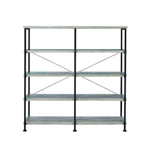 Rustically Designed 63 in. Gray Wood 4-shelf Standard Bookcase with Open Back