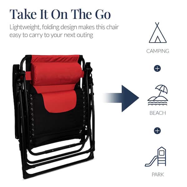 Best Choice Products Oversized Padded Zero Gravity Red/Black Metal