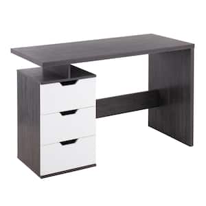 Quinn 47.25 in. Rectangular Charcoal Grey and White Wood 3-Drawer Computer Desk