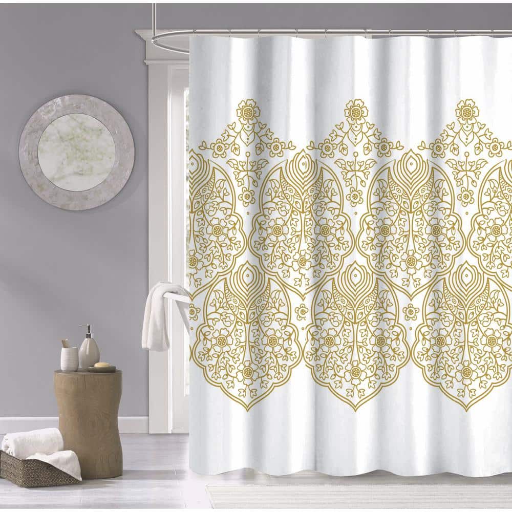 100 Cotton Shower Curtain Palscgo, Gold Shower Curtain Tension Rod