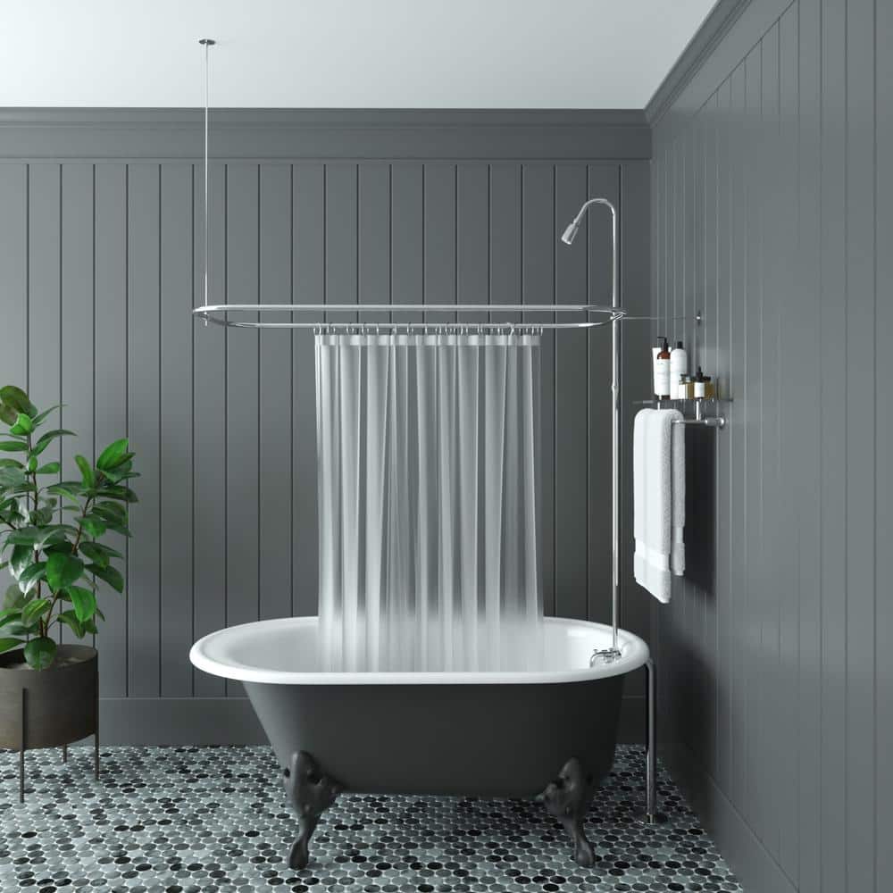 Chrome Freestanding Bathtub Shower Kit with Curtain Rod