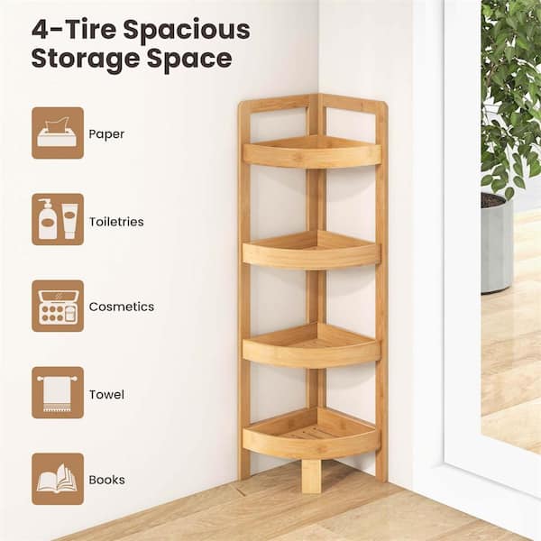 Bamboo corner shelf unit discount