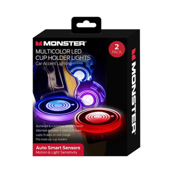Monster Energy Multicolor LED Cup Holder Lights - 2 ct