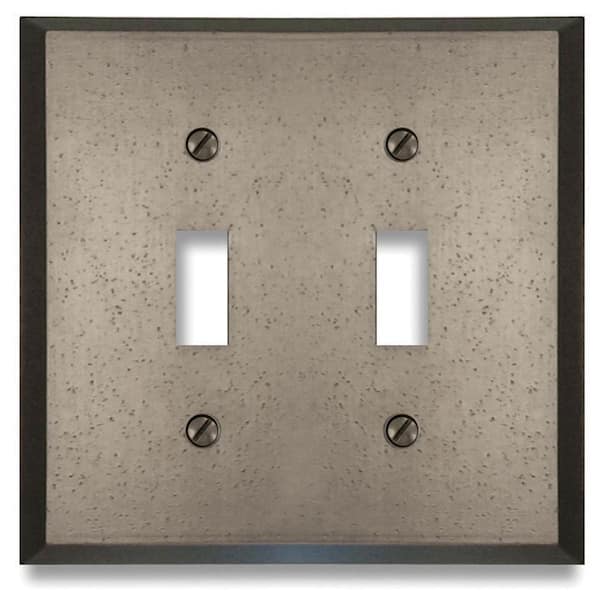 AMERELLE Manhattan 2 Gang Toggle Metal Wall Plate - Gun Metal Grey