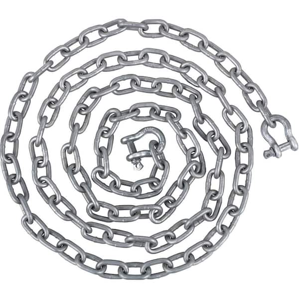 Boat Anchor Chain, 5/16 in. x 10 ft., 2373 lbs. WLL/7120 lbs. BS, Galvanized Steel Marine Grade Anchor Lead Chain