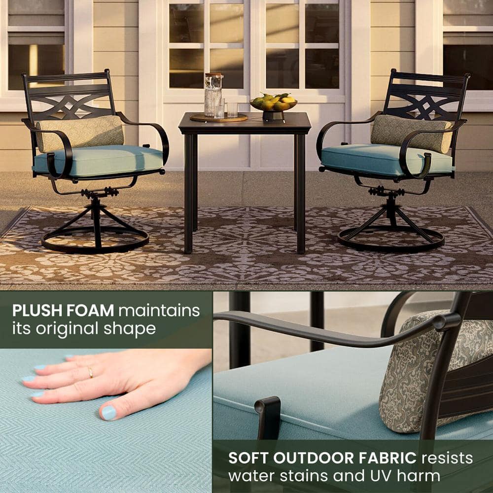 Montclair Ocean Blue 3-Piece Outdoor Bistro Set with Swivel Rockers