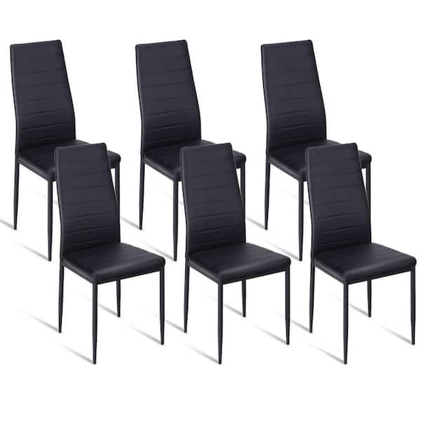Boyel Living Black Leather T Stitch, Black Upholstered Dining Chairs Set Of 6