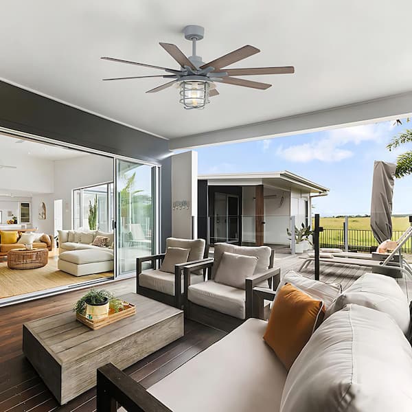 52 in. Indoor Farmhouse Sliver Ceiling Fan with Light, 6-Speed DC Motor and Remote Control