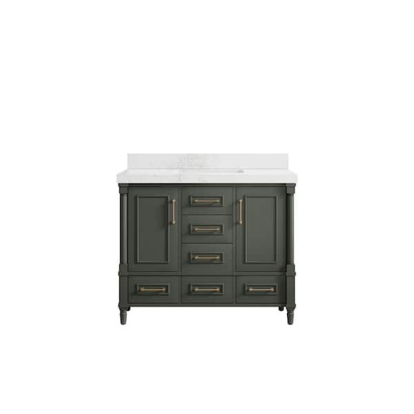 Willow Collections Hudson 42 in. W x 22 in. D x 36 in. H Bath Vanity in Pewter Green with 2 in. Empira Quartz Top