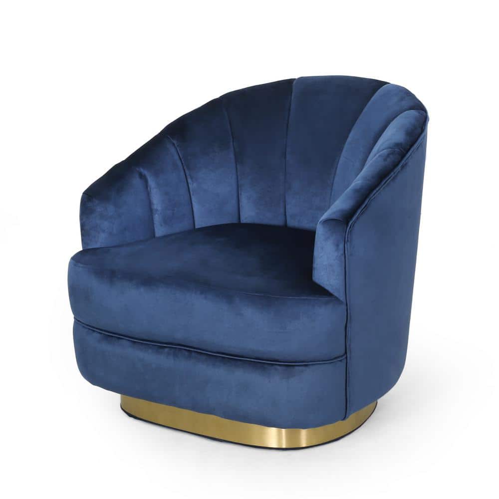 Noble House Tomilson Copper and Cobalt Velvet Channel Stitch Club Chair ...