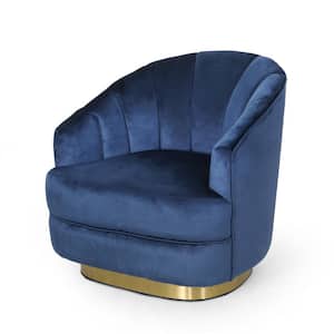 Tomilson Copper and Cobalt Velvet Channel Stitch Club Chair