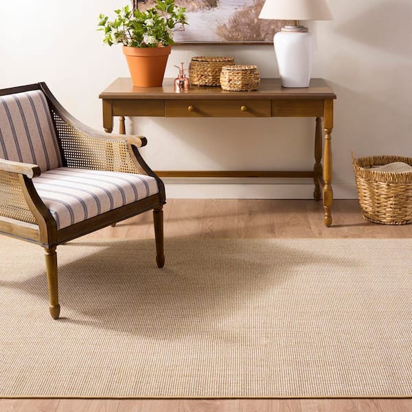 Martha Stewart 6 ft. x 9 ft. Beige/Ivory Solid Color Area Rug