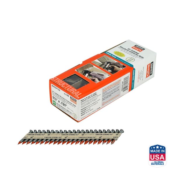 Simpson Strong-Tie Strong-Drive 1-1/2 in. x 0.131 in. 33-degree SCN Smooth-Shank HDG Collated Connector Nail (500-Qty)