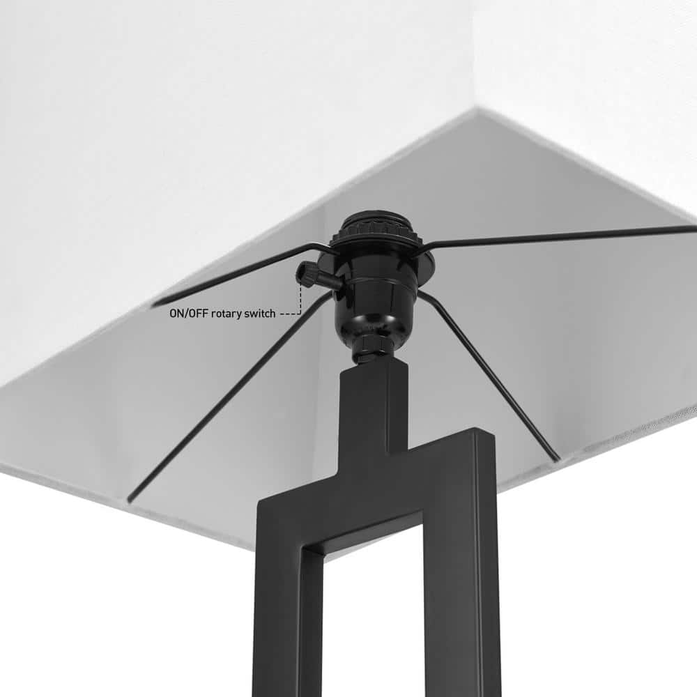 Matte Black Modern Energy Star 58" Floor Lamp with White Linen Shade