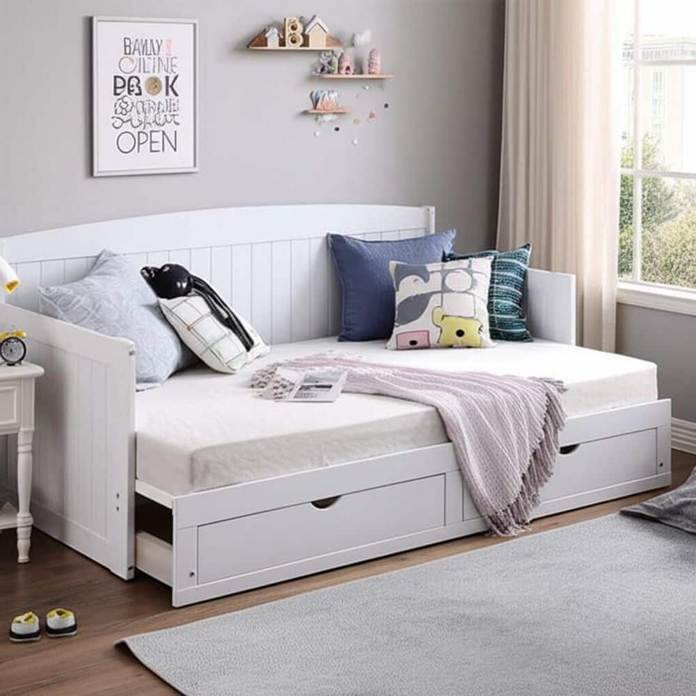 Harmony 1-Piece White Twin Daybed with King Conversion - thumbnail 4