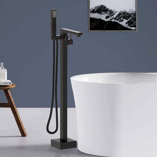 Satico 1-Handle 90-Degrees Freestanding Bathtub Faucet with Hand Shower Head in Venetian Bronze