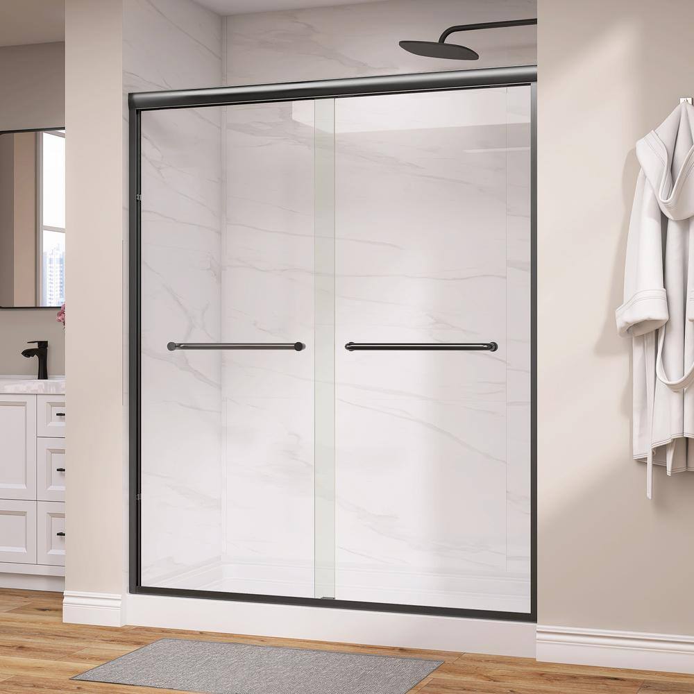 50 to 54 in. W x 75 in. H Double Sliding Shower Door in Matte Black Framed Bypass Alcove Shower Door with Clear Glass price history on PriceWatchPro