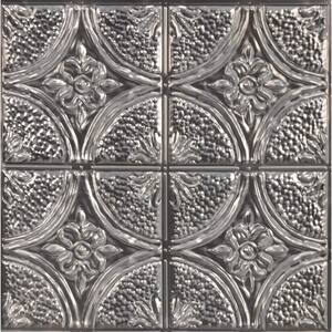 Camden 10 in. x 10 in. Antique Silver Faux Tin Peel and Stick Backsplash Tile Decals