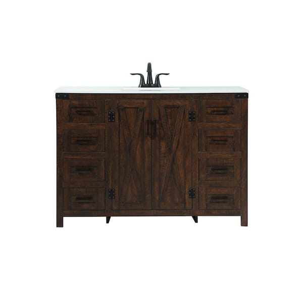 Unbranded Simply Living 48 in. W x 19 in. D x 34 in. H Bath Vanity in Expresso with Ivory White Engineered Marble Top