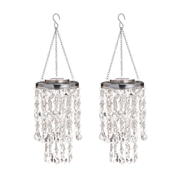 Glitzhome 2-Piece Solar Lighted Transparent Acrylic Jewel