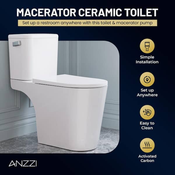 ANZZI 2-Piece Elongated Toilet in White with Soft-Close Lid, 1.6