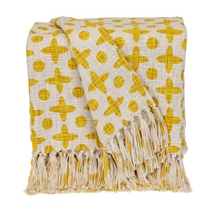 Print Transitional Yellow Rectangle 50 in. x 60 in. Throw Blanket