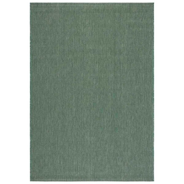 Courtyard Dark Green 4 ft. x 6 ft. Solid Ikat Indoor/Outdoor Patio  Area Rug
