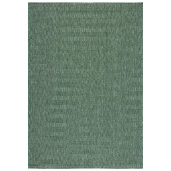 SAFAVIEH Courtyard Dark Green 9 ft. x 12 ft. Solid Ikat Indoor/Outdoor Patio  Area Rug